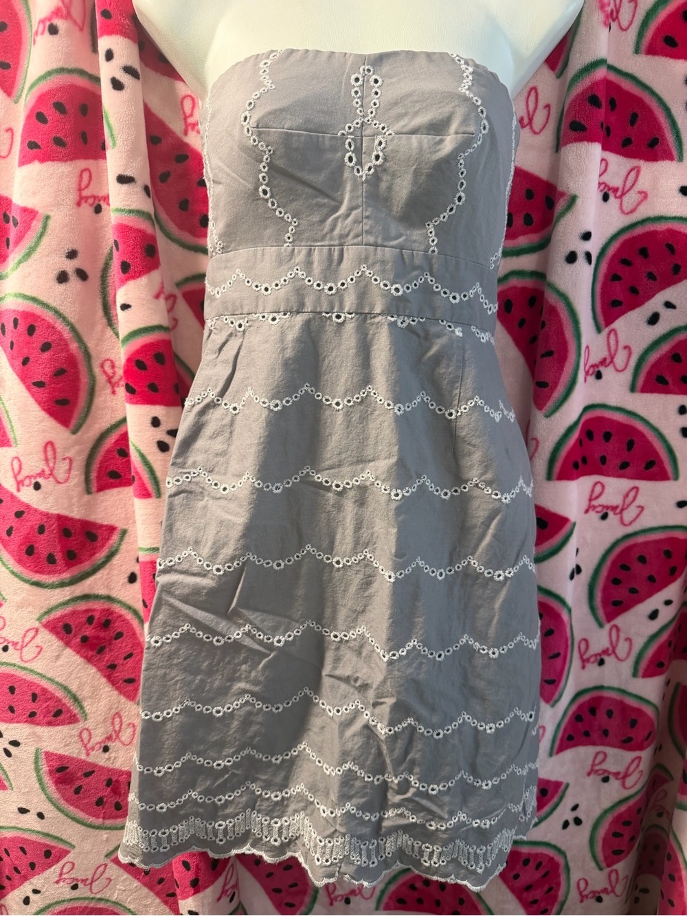 🩶 J. Crew Cotton Strapless Eyelet Sundress
